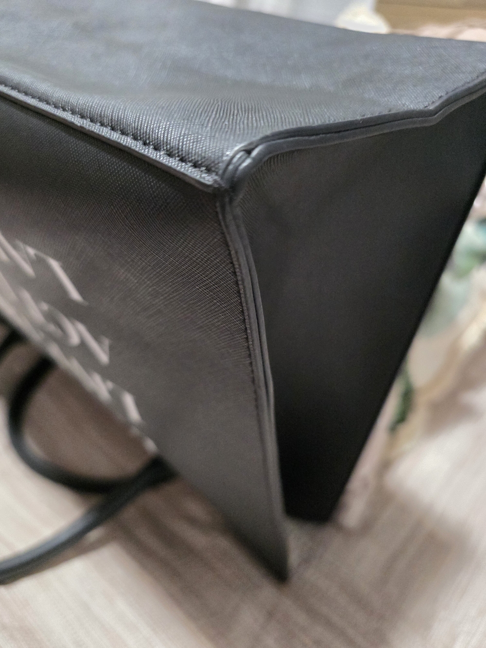 Black Statement LA/TC Tote Bag with White Typography - Picture 4 of 16